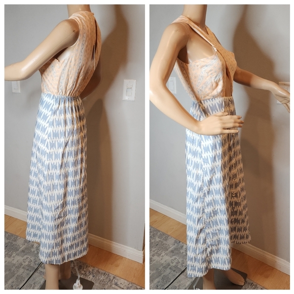 NWT Joie Silk Blend Flippa Midi Dress Criss Cross Front Blue Orange Size 2 - Picture 7 of 16